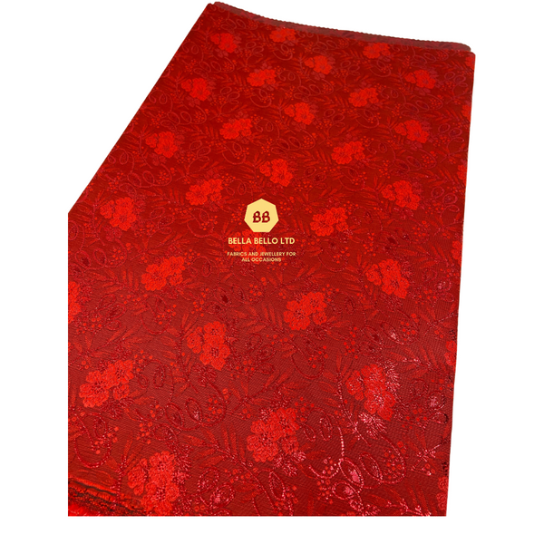 Red Flower Pattern Sego Gele and Ipele