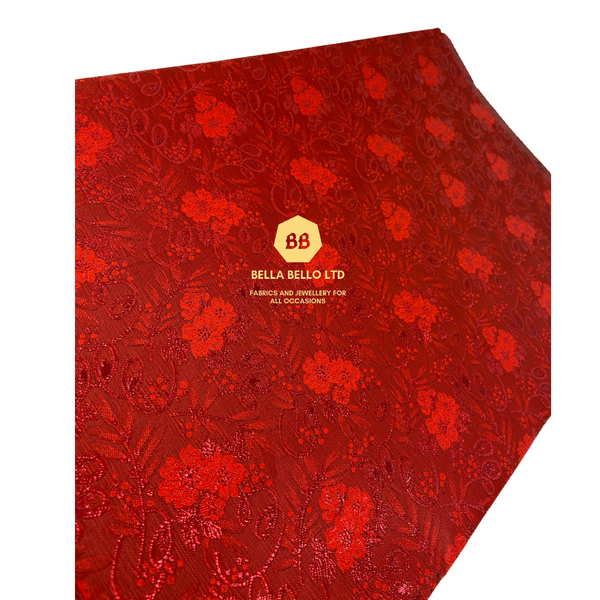 Red Flower Pattern Sego Gele and Ipele