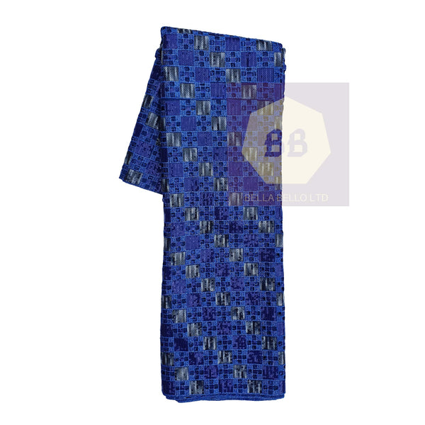 Blue, Black and Grey Lurex Lace Fabric with Midnight Blue Sequins